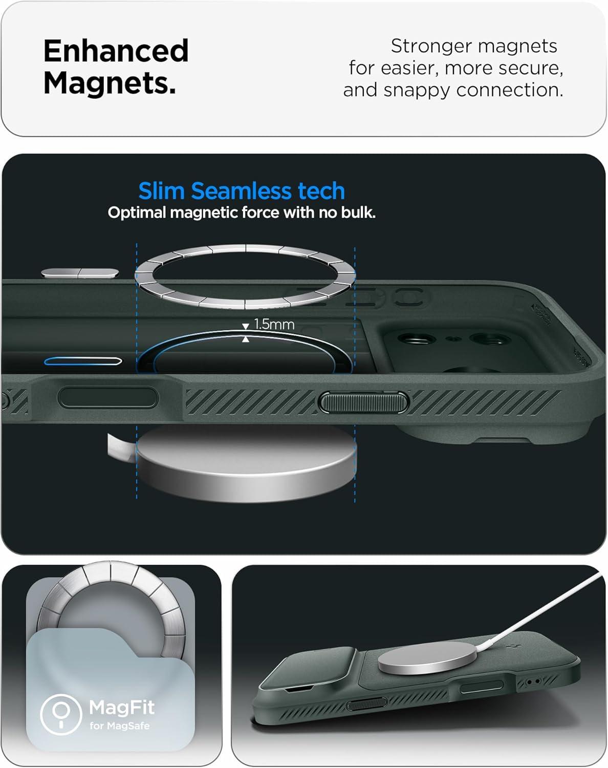 imageSpigen for iPhone 17 Case Optik Armor MagFit TPU Covered Camera Control Camera CoverKickstand Compatible with MagSafe Abyss GreenAbyss Green