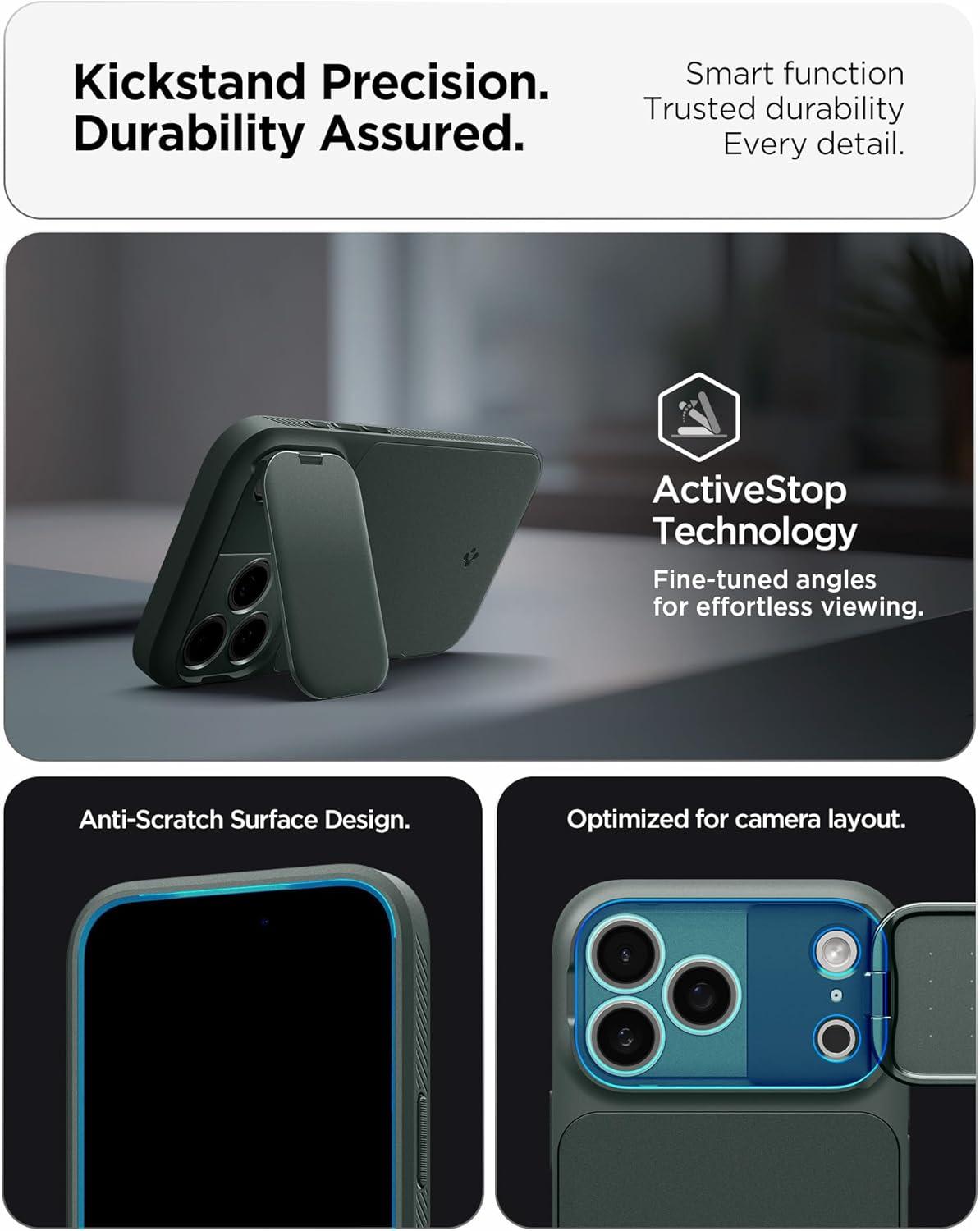 imageSpigen for iPhone 17 Case Optik Armor MagFit TPU Covered Camera Control Camera CoverKickstand Compatible with MagSafe Abyss GreenAbyss Green