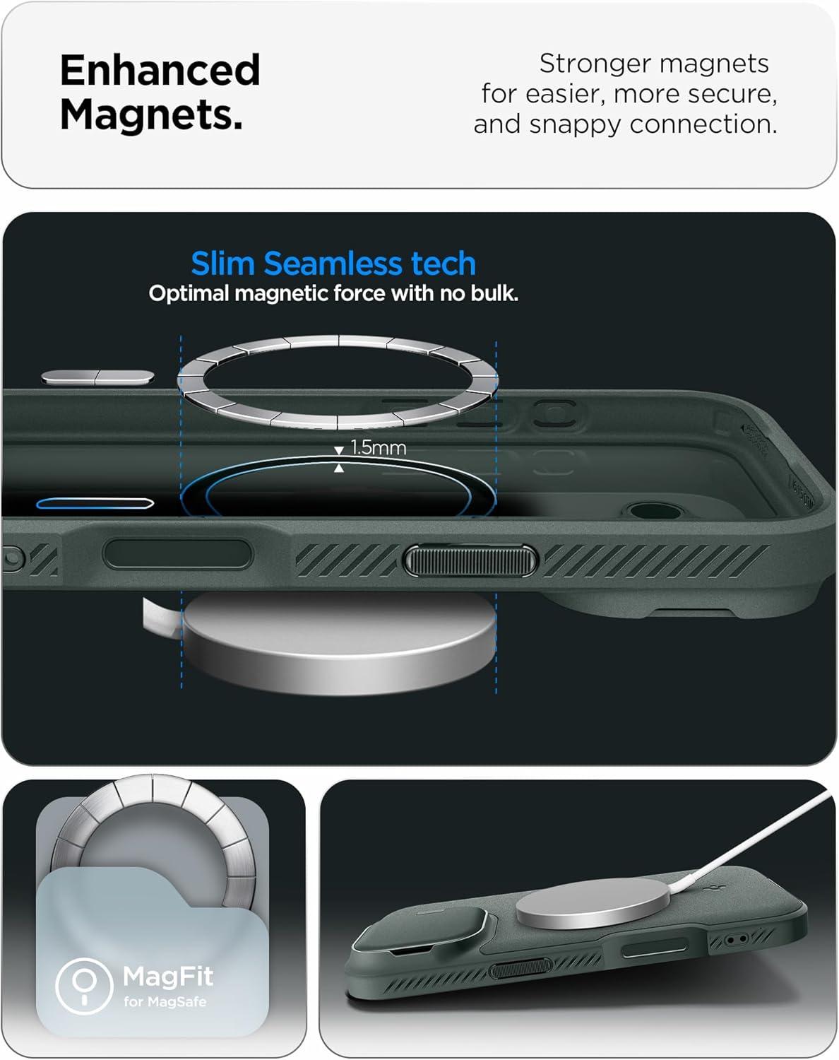 imageSpigen for iPhone 17 Case Optik Armor MagFit TPU Covered Camera Control Camera CoverKickstand Compatible with MagSafe Abyss GreenAbyss Green