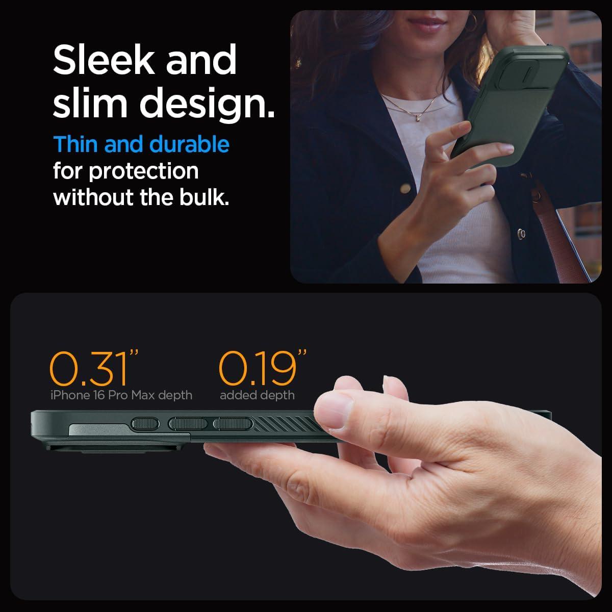 imageSpigen for iPhone 17 Case Optik Armor MagFit TPU Covered Camera Control Camera CoverKickstand Compatible with MagSafe Abyss GreenAbyss Green