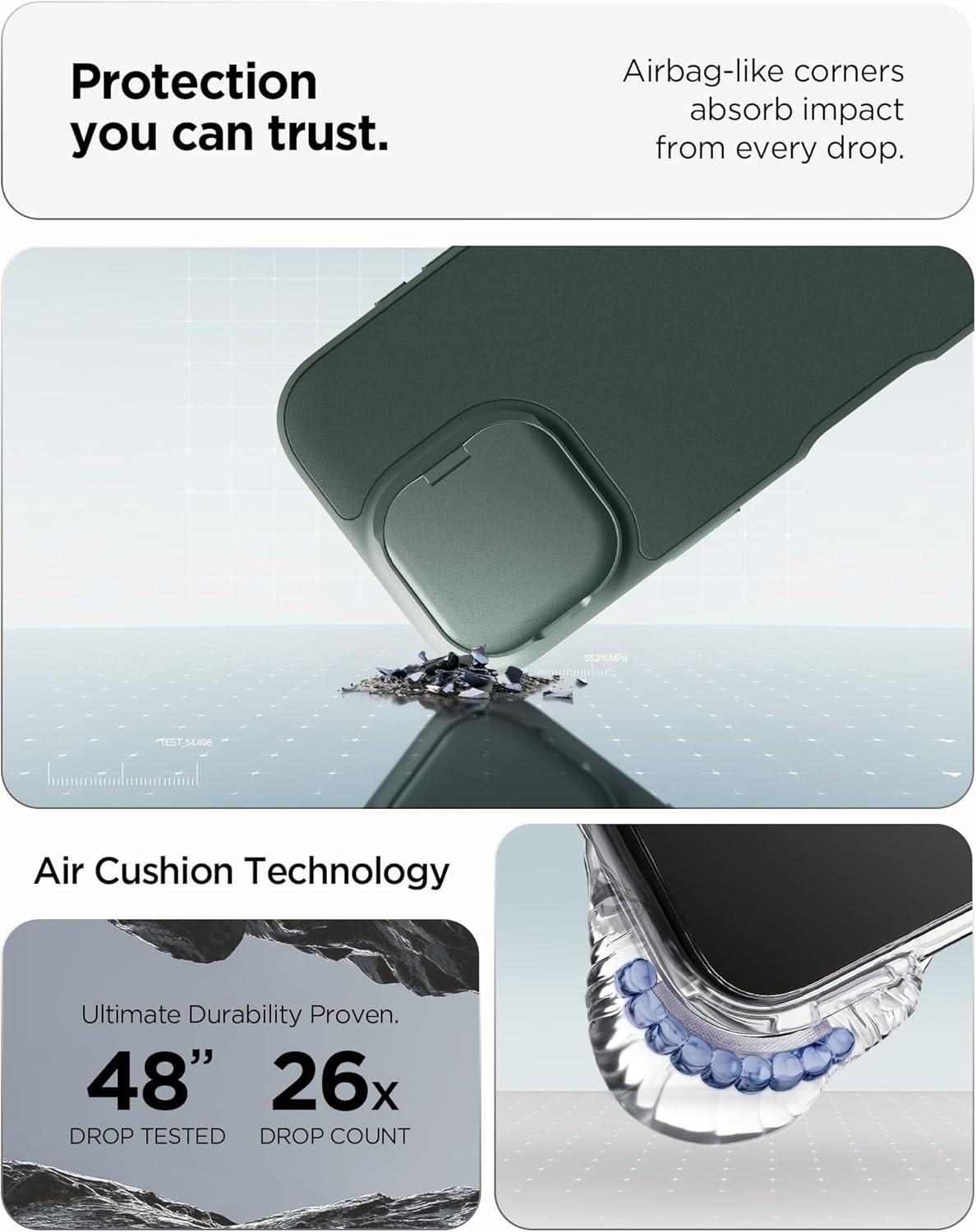 imageSpigen for iPhone 17 Case Optik Armor MagFit TPU Covered Camera Control Camera CoverKickstand Compatible with MagSafe Abyss GreenAbyss Green