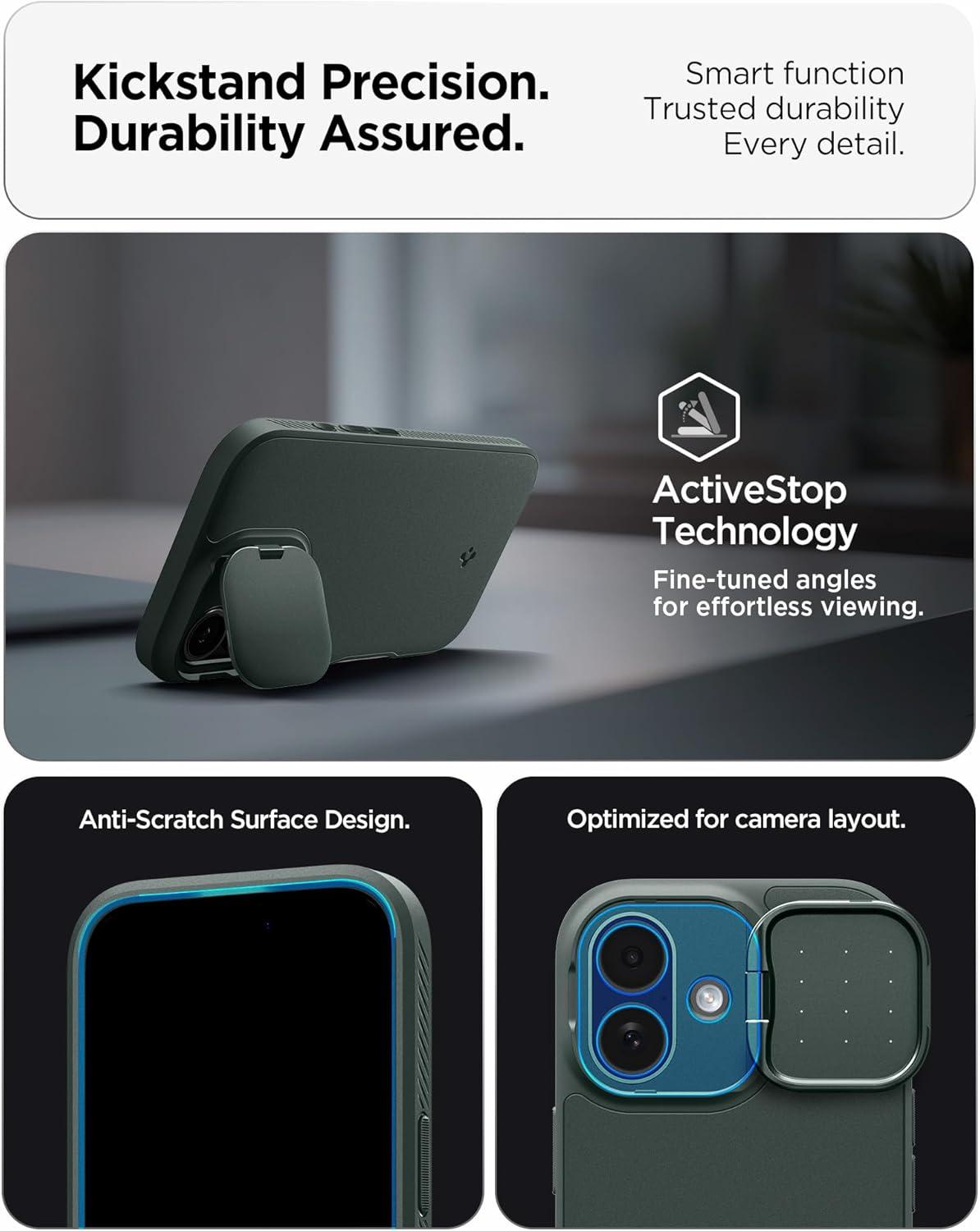 imageSpigen for iPhone 17 Case Optik Armor MagFit TPU Covered Camera Control Camera CoverKickstand Compatible with MagSafe Abyss GreenAbyss Green