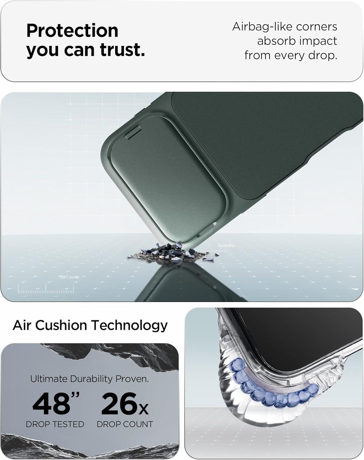 imageSpigen for iPhone 17 Case Optik Armor MagFit TPU Covered Camera Control Camera CoverKickstand Compatible with MagSafe Abyss GreenAbyss Green