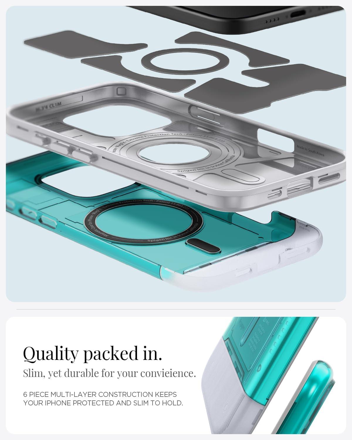 imageSpigen Classic C1 MagFit Designed for iPhone 16 Pro Max Case MilitaryGrade Protection Compatible with MagSafe TangerineBondi Blue