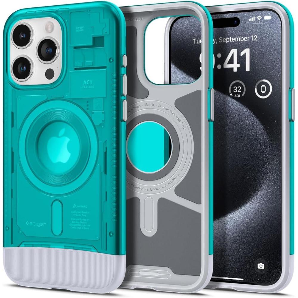 imageSpigen Classic C1 MagFit Designed for iPhone 16 Pro Max Case MilitaryGrade Protection Compatible with MagSafe TangerineBondi Blue