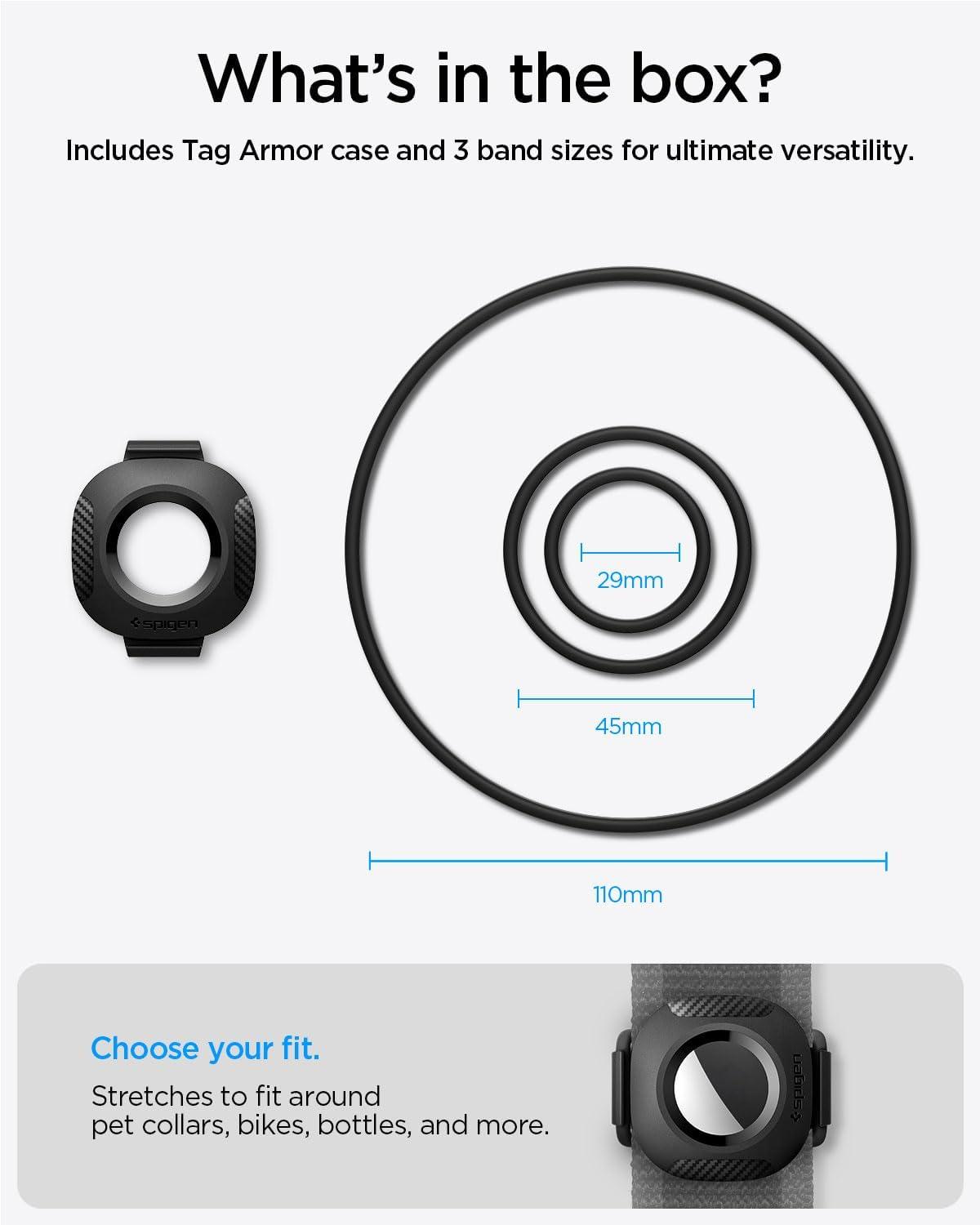 imageSpigen Tag Armor 2 Designed for AirTag 2nd Gen 2026 amp 1st Gen Case Cover Pet Dog Cat Collar Bicycle Luggage Baby Stroller Backpack Wallet Loop Holder Device Not Included Black 3 BandsBlack Tag Armor