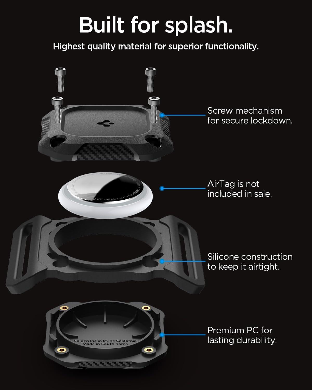 imageSpigen Tough Armor IP Designed for AirTag 2nd Gen 2026 amp 1st Gen Waterproof Pet Dog Cat Collar Case Cover Holder Device amp Collar not Included Black