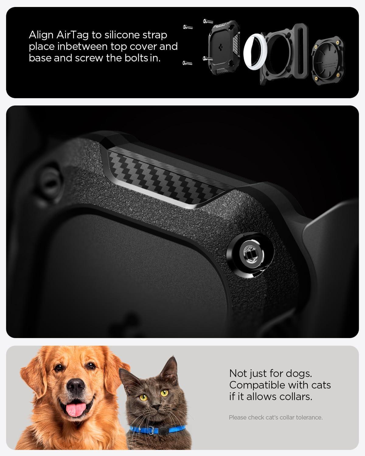 imageSpigen Tough Armor IP Designed for AirTag 2nd Gen 2026 amp 1st Gen Waterproof Pet Dog Cat Collar Case Cover Holder Device amp Collar not Included Black