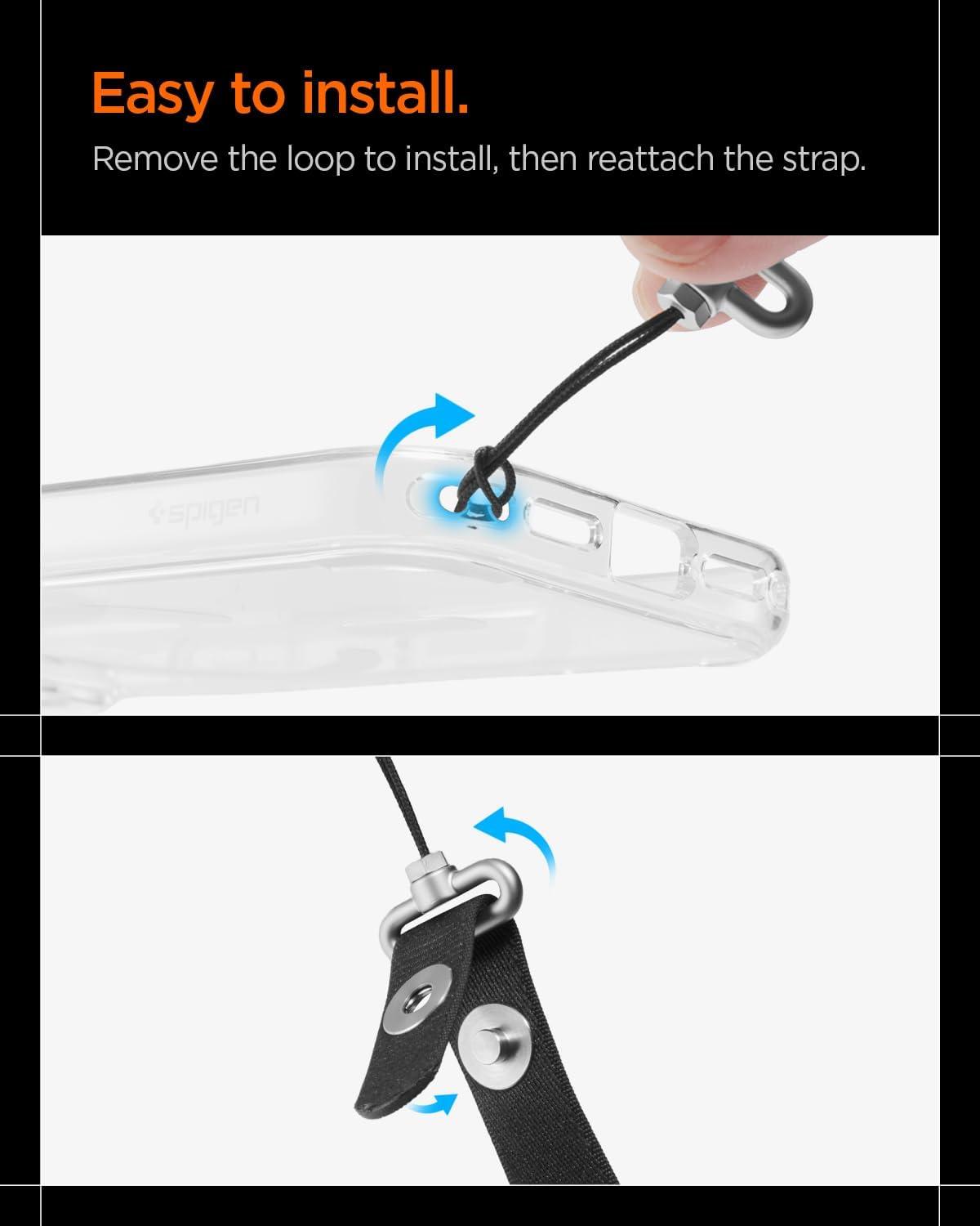 imageSpigen Adjustable Phone Lanyard Crossbody amp Neck Strap for Phone Keys amp ID Magnetic Length Adjustment Hybrid Nylon Suede Universal Fit for Cases with Dual Leash Points Black