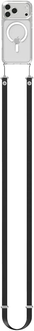 imageSpigen Adjustable Phone Lanyard Crossbody amp Neck Strap for Phone Keys amp ID Magnetic Length Adjustment Hybrid Nylon Suede Universal Fit for Cases with Dual Leash Points Black