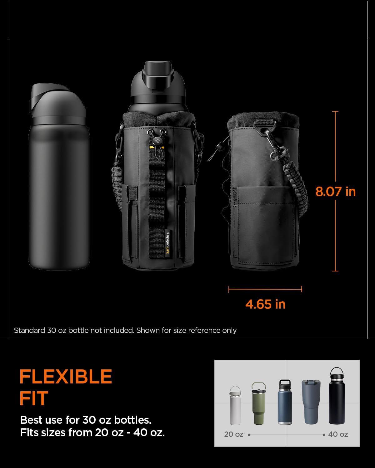imageSpigen Life Magnetic Gym Bag for Men Tumbler Carrier Holder Bag for 20oz40oz Water Bottles wMolle System Phone Pocket DrawstringCord Lock DRing Strap WaterproofBlack