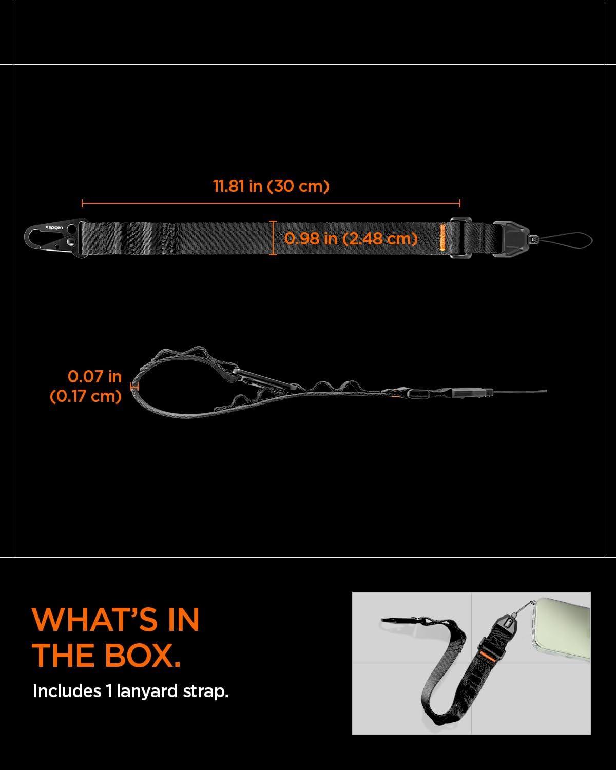 imageSpigen for Phone Wrist Lanyard with Adjustable Strap and Magnetic Loop for Keys ID and Everyday Carry Short Strap Compatible with Travel and Daily Use Black