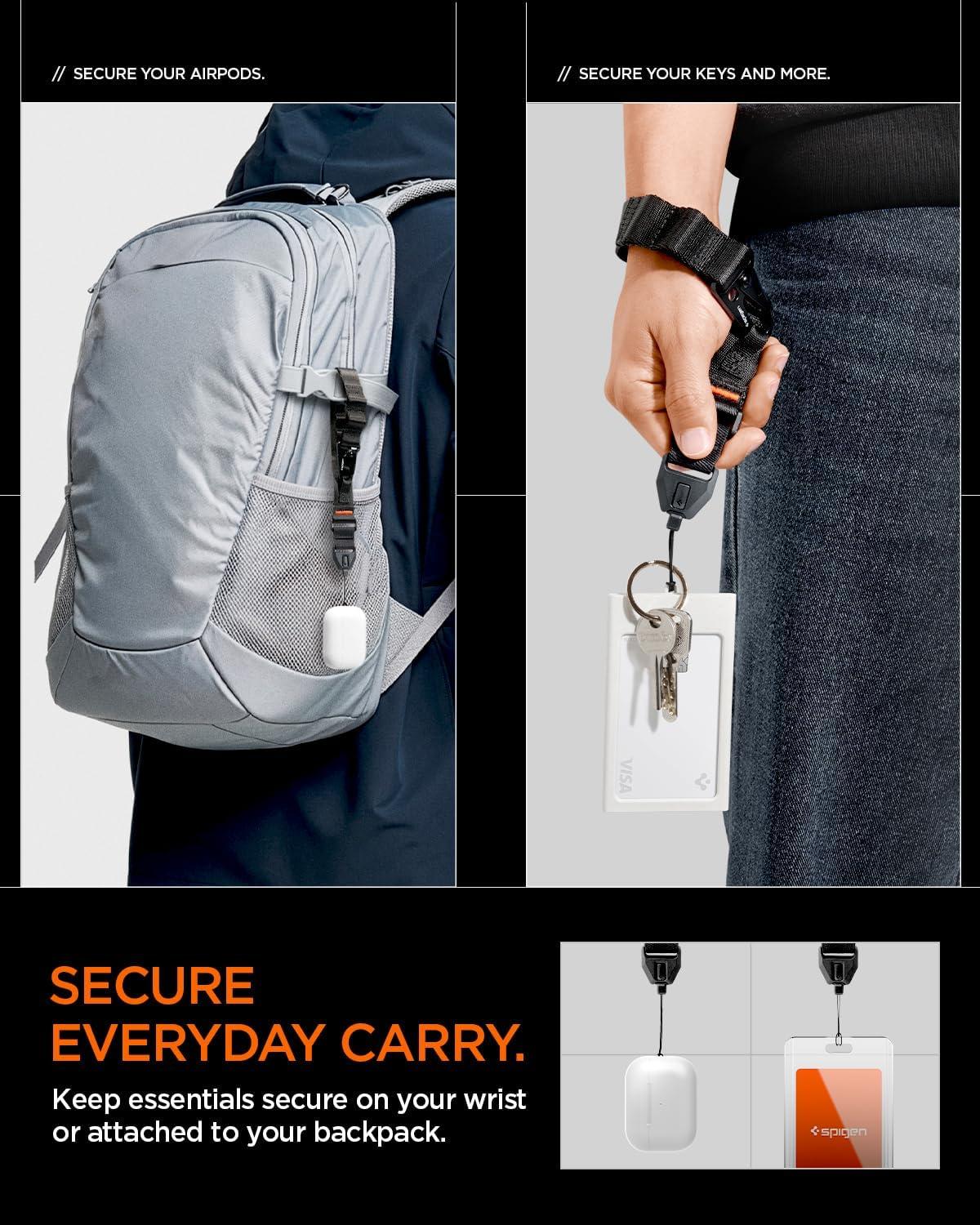 imageSpigen for Phone Wrist Lanyard with Adjustable Strap and Magnetic Loop for Keys ID and Everyday Carry Short Strap Compatible with Travel and Daily Use Black