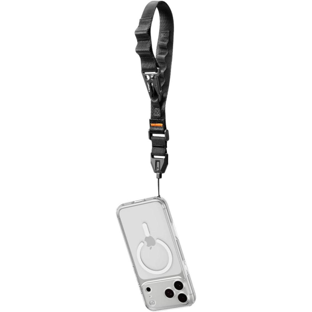 imageSpigen for Phone Wrist Lanyard with Adjustable Strap and Magnetic Loop for Keys ID and Everyday Carry Short Strap Compatible with Travel and Daily Use Black