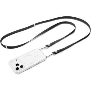 Spigen Adjustable Phone Lanyard Crossbody & Neck Strap for Phone, Keys & ID, Magnetic Length Adjustment, Hybrid Nylon Suede, Universal Fit for Cases with Dual Leash Points – Black