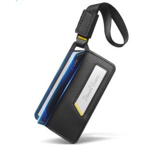 Spigen Life Luggage Tags Premium Velo Vegan Leather ID Label for Suitecase Travel Bag Accessories with Magnetic Closure Privacy Protection Design Durable Strap – Black (1 Pack)(Black (1 Pack))