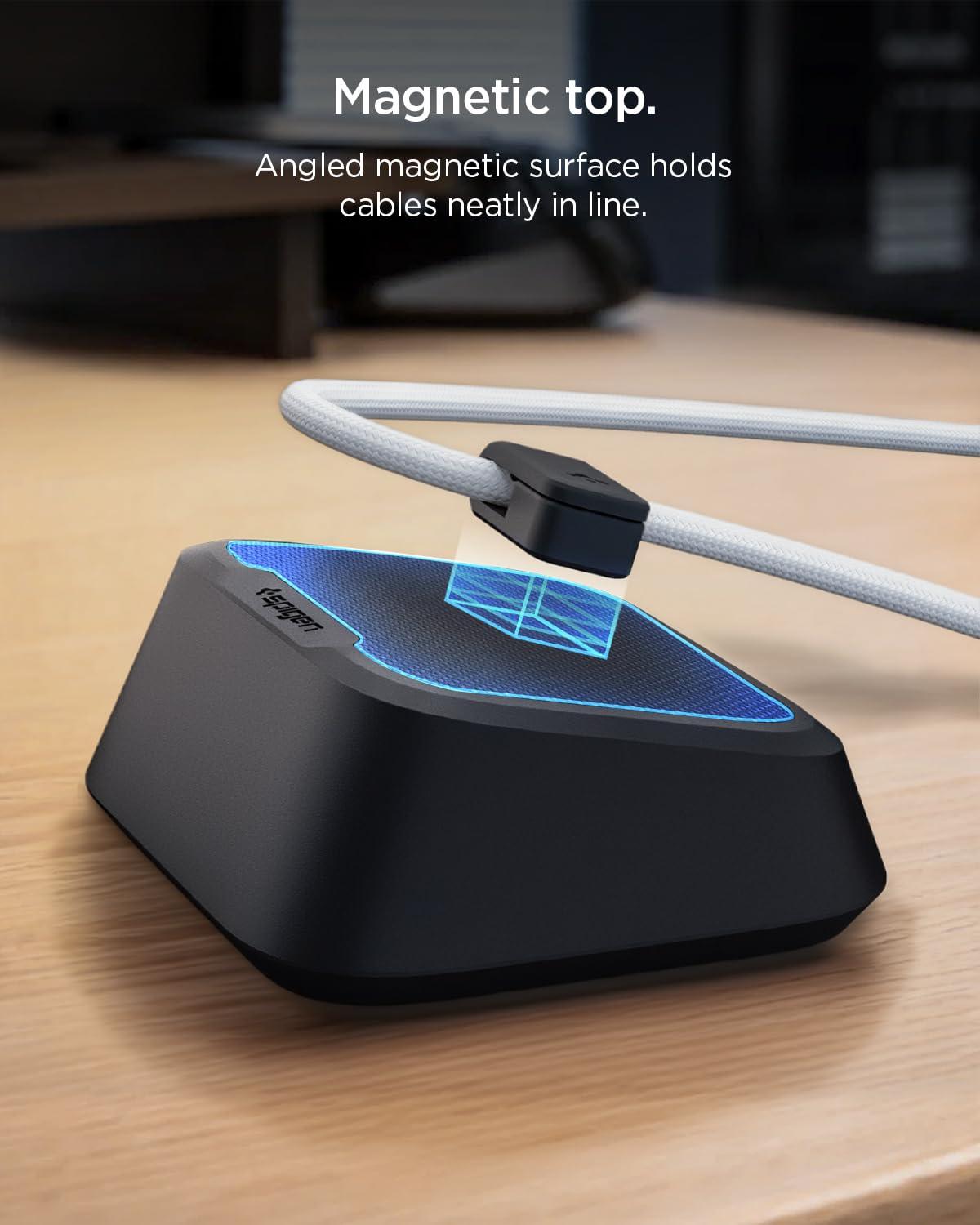 imageSpigen Magnetic Cable Holder Universal Cable Organizer with MagneticClips Works with All Chargers Cords Including USBC Lightning HDMI Apple Watch Chargers and More LD103 BlackBlack