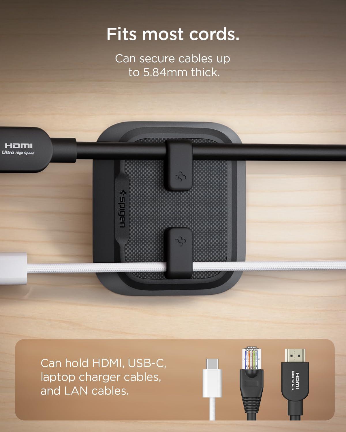 imageSpigen Magnetic Cable Holder Universal Cable Organizer with MagneticClips Works with All Chargers Cords Including USBC Lightning HDMI Apple Watch Chargers and More LD103 BlackBlack