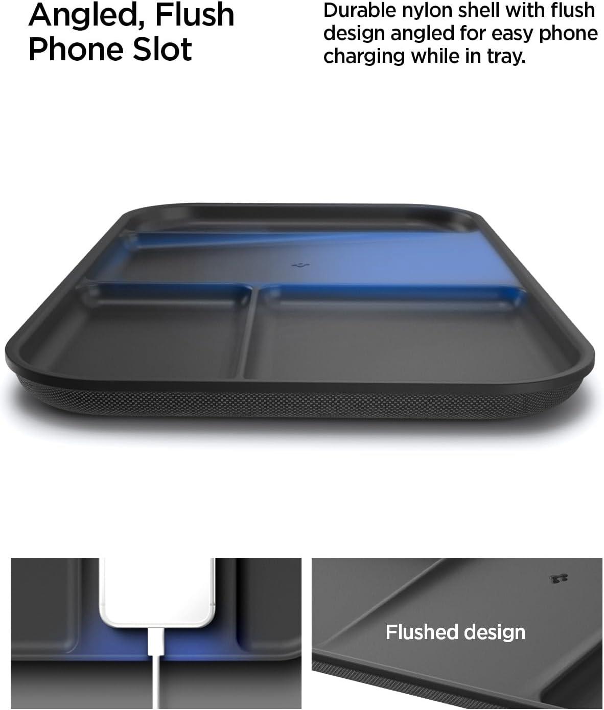 imageSpigen Modern Valet Tray Premium PU Storage Stylish Organizer Designed for Entryway Bedside Nightstand Desk for Key Wallet Watch Phone Jewelry and Everyday Carry Accessories Black CatchallBlack