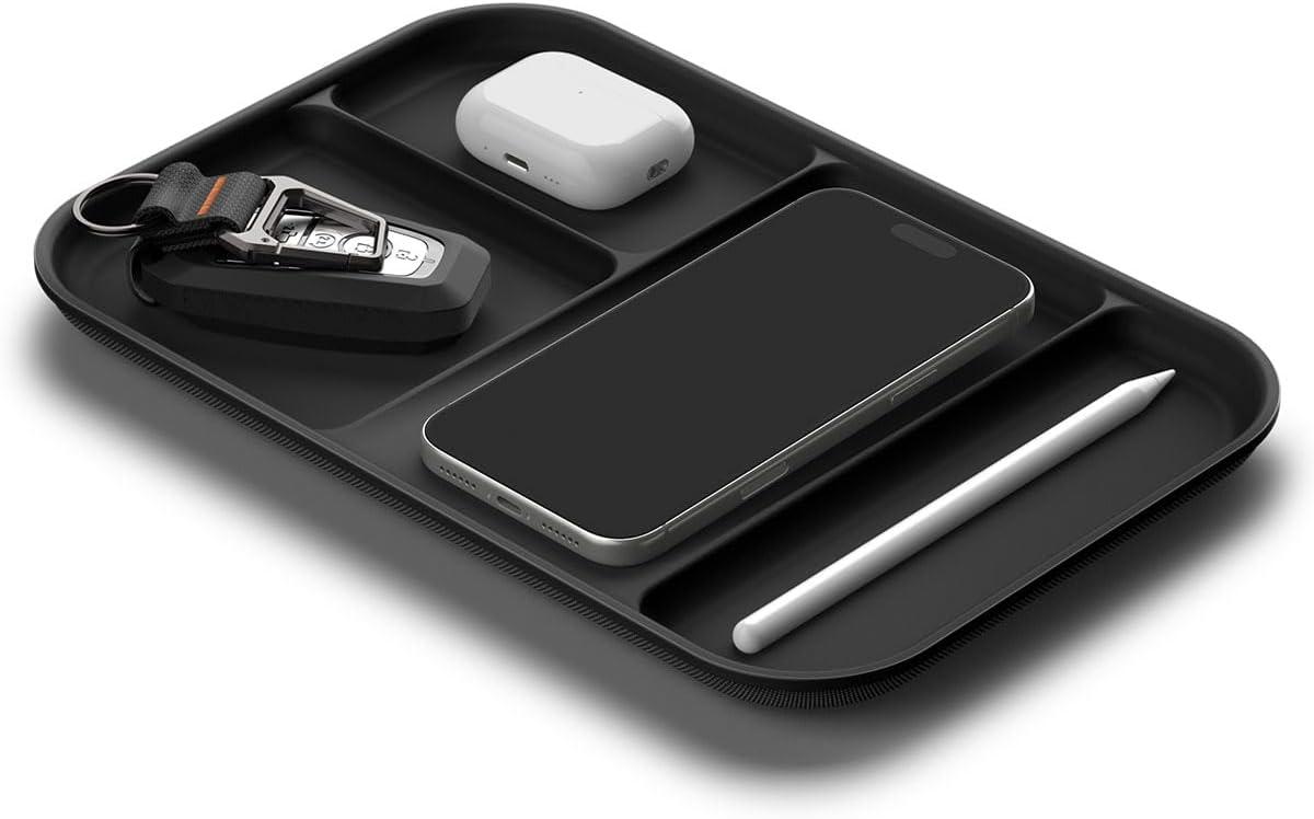 imageSpigen Modern Valet Tray Premium PU Storage Stylish Organizer Designed for Entryway Bedside Nightstand Desk for Key Wallet Watch Phone Jewelry and Everyday Carry Accessories Black CatchallBlack