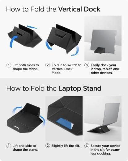 imageSpigen Slim Fold Portable Laptop Stand Keyboard Riser Foldable Ergonomic Angle Lift AntiSlip Compatible with MacBook Neo MacBook Air MacBook Pro 1116 and iPadAirPro and More Black LD201S4LD201S9