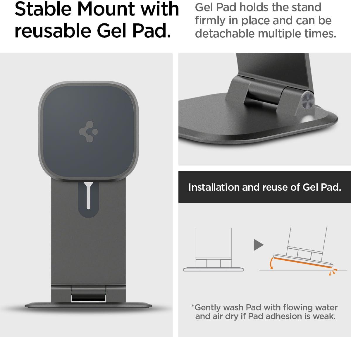 imageSpigen for Magnetic Wireless Charging Stand Compatible with iPad Pro 11 M5 2025 amp M4 2024 Foldable Adjustable Aluminum Pogo Pin Charger Tablet Holder Desk Mount Space Gray LD207W2MultiAngle Tablet Stand