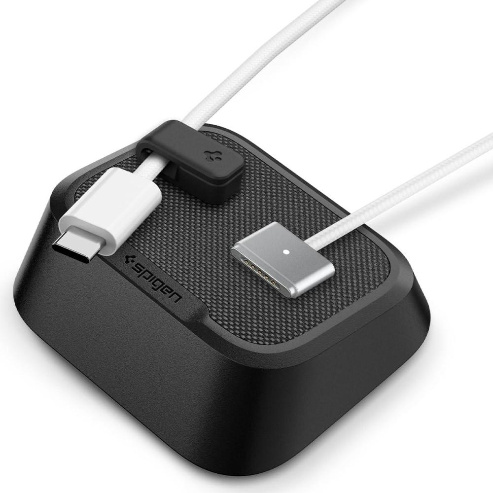 imageSpigen Magnetic Cable Holder Universal Cable Organizer with MagneticClips Works with All Chargers Cords Including USBC Lightning HDMI Apple Watch Chargers and More LD103 BlackBlack
