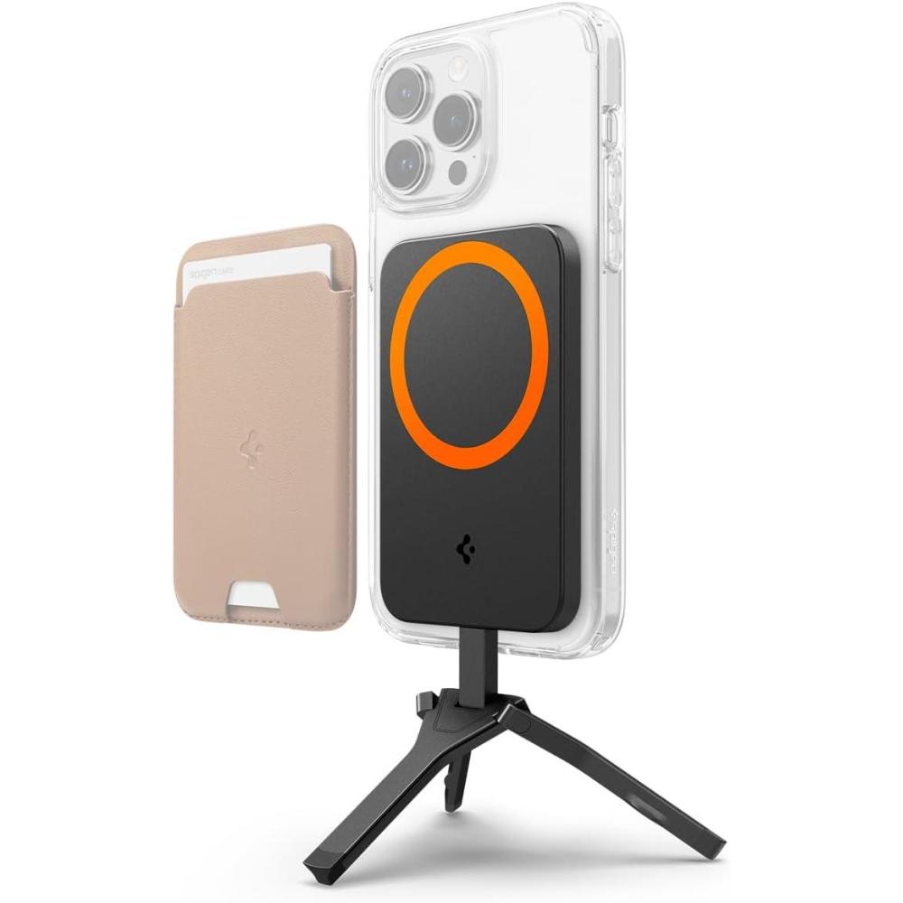 imageSpigen S319 MagFit Tripod Phone Stand Compatible with iPhone 171615141312 Pixel 10a10ProPro XLFold Series Adjustable Angle MagSafe Compatible Selfie Stick Tripod  Black