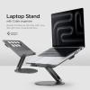 Spigen ArcDock Laptop Stand with 6 in 1 Hub USB-A 3.0, USB-C 3.0, PD 100W, 4K 60Hz HDMI Universal Adjustable Folding Laptop Dock with 360 Rotating Base – Space Grey(Cable Organizer Stand)