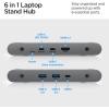 Spigen ArcDock Laptop Stand with 6 in 1 Hub USB-A 3.0, USB-C 3.0, PD 100W, 4K 60Hz HDMI Universal Adjustable Folding Laptop Dock with 360 Rotating Base – Space Grey(6-in-1 Hub)