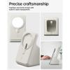Spigen MagFit Duo Stand Designed for MagSafe Charger (25W) & Apple Watch Charger Holder for Desk Nightstand Premium Silicone Compatible with iPhone 17/16/15/14/13/12 All Apple Watches – Black(Dune Beige)