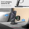 Spigen for 3 in 1 Charging Station, Qi2 MagSafe Charger Stand 15W Compatible with iPhone 17/16/15/14/13/12 Apple Watch Ultra 3/2/1 Apple Watch 11/10/9/8/7/6/5/4/3/2/1/SE AirPods Pro 3/2/1 AirPods 4/3(Gunmetal)