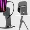 Spigen for Magnetic Wireless Charging Stand Compatible with iPad Pro 11″ M5 (2025) & M4 (2024), Foldable Adjustable Aluminum Pogo Pin Charger Tablet Holder Desk Mount – Space Gray (LD207W2)(Multi-Angle Tablet Stand)