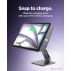Spigen for Magnetic Wireless Charging Stand Compatible with iPad Pro 11″ M5 (2025) & M4 (2024), Foldable Adjustable Aluminum Pogo Pin Charger Tablet Holder Desk Mount – Space Gray (LD207W2)(iPad Air 11″ & iPad Pro Gen 2-4)