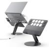 Spigen ArcDock Laptop Stand with 6 in 1 Hub USB-A 3.0, USB-C 3.0, PD 100W, 4K 60Hz HDMI Universal Adjustable Folding Laptop Dock with 360 Rotating Base – Space Grey(Cable Organizer Stand)