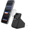 Spigen MagFit Duo Stand Designed for MagSafe Charger (25W) & Apple Watch Charger Holder for Desk Nightstand Premium Silicone Compatible with iPhone 17/16/15/14/13/12 All Apple Watches – Black(Black)