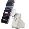 Spigen MagFit Duo Stand Designed for MagSafe Charger (25W) & Apple Watch Charger Holder for Desk Nightstand Premium Silicone Compatible with iPhone 17/16/15/14/13/12 All Apple Watches – Black(Dune Beige)