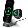 Spigen for 3 in 1 Charging Station, Qi2 MagSafe Charger Stand 15W Compatible with iPhone 17/16/15/14/13/12 Apple Watch Ultra 3/2/1 Apple Watch 11/10/9/8/7/6/5/4/3/2/1/SE AirPods Pro 3/2/1 AirPods 4/3(Gunmetal)