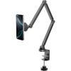 Spigen for Magnetic Wireless Charging Stand Compatible with iPad Pro 11″ M5 (2025) & M4 (2024), Foldable Adjustable Aluminum Pogo Pin Charger Tablet Holder Desk Mount – Space Gray (LD207W2)(Phone Holder Clamp Stand)
