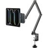 Spigen for Magnetic Wireless Charging Stand Compatible with iPad Pro 11″ M5 (2025) & M4 (2024), Foldable Adjustable Aluminum Pogo Pin Charger Tablet Holder Desk Mount – Space Gray (LD207W2)(Clamp Tablet Stand)