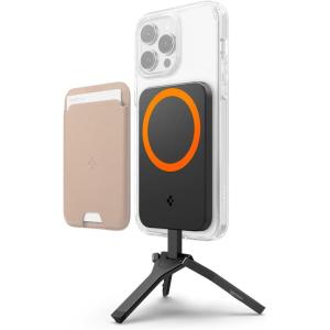 Spigen S319 (MagFit+) Tripod Phone Stand Compatible with iPhone 17/16/15/14/13/12, Pixel 10a/10/Pro/Pro XL/Fold Series Adjustable Angle MagSafe Compatible Selfie Stick Tripod – Black