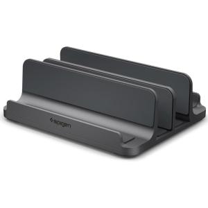 Spigen Vertical Laptop Stand Holder for Desk with Adjustable Dock, 4 Slots Total Fits All MacBook 11″-16″/HP/Dell/Surface/Samsung/LG/Chrome Book LD208S4 – Space Gray(Space Gray)