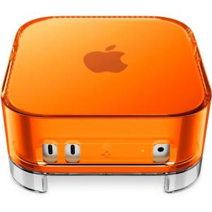Spigen for Mac mini M4/M4 Pro (2024) Transparent Filter Case Stand Built in Air-Filter Desktop PVC Dust Prevention Ventilation – Classic C1 Bondi Blue(Classic C1 Tangerine)