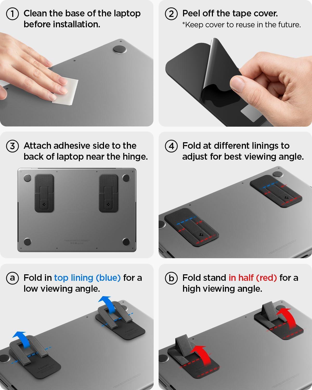 imageSpigen Slim Fold Portable Standing Desk Laptop Stand Foldable Ergonomic Angle Lift AntiSlip Compatible with MacBook Neo MacBook Air MacBook Pro 1116 and iPadAirPro and More Black LD201S10LD201S2