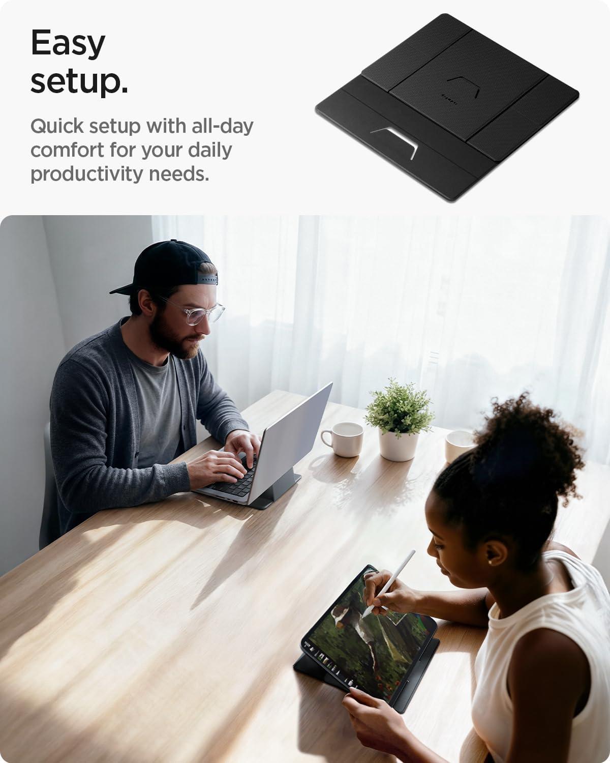 imageSpigen Slim Fold Portable Standing Desk Laptop Stand Foldable Ergonomic Angle Lift AntiSlip Compatible with MacBook Neo MacBook Air MacBook Pro 1116 and iPadAirPro and More Black LD201S10LD201S8