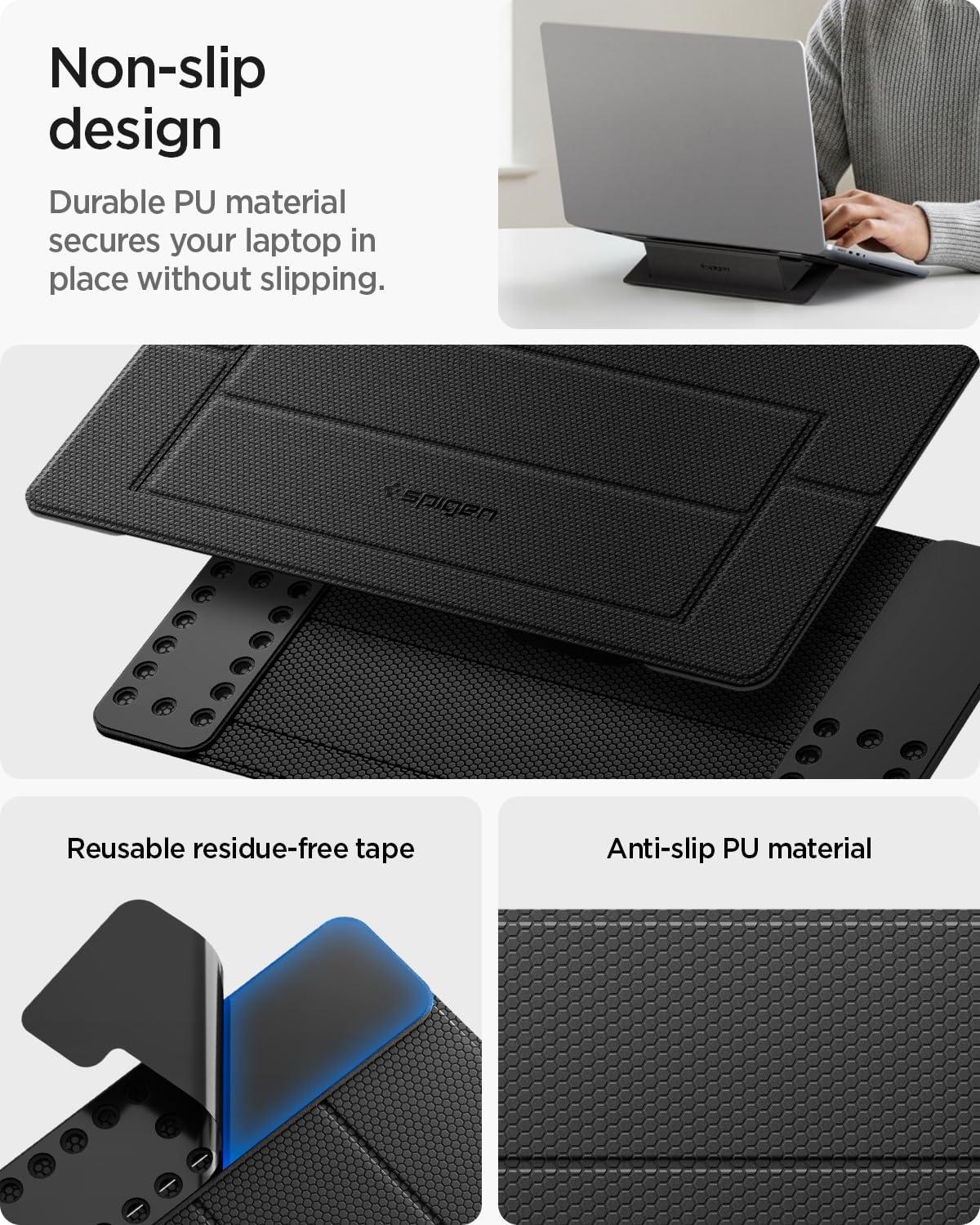 imageSpigen Slim Fold Portable Standing Desk Laptop Stand Foldable Ergonomic Angle Lift AntiSlip Compatible with MacBook Neo MacBook Air MacBook Pro 1116 and iPadAirPro and More Black LD201S10LD201S1