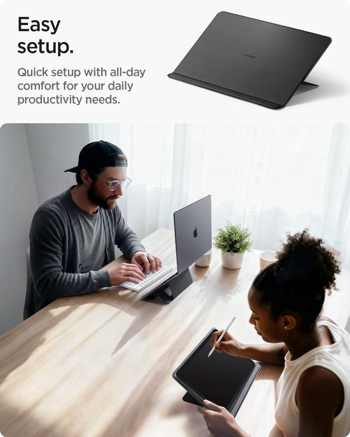 imageSpigen Slim Fold Portable Standing Desk Laptop Stand Foldable Ergonomic Angle Lift AntiSlip Compatible with MacBook Neo MacBook Air MacBook Pro 1116 and iPadAirPro and More Black LD201S10LD201S7