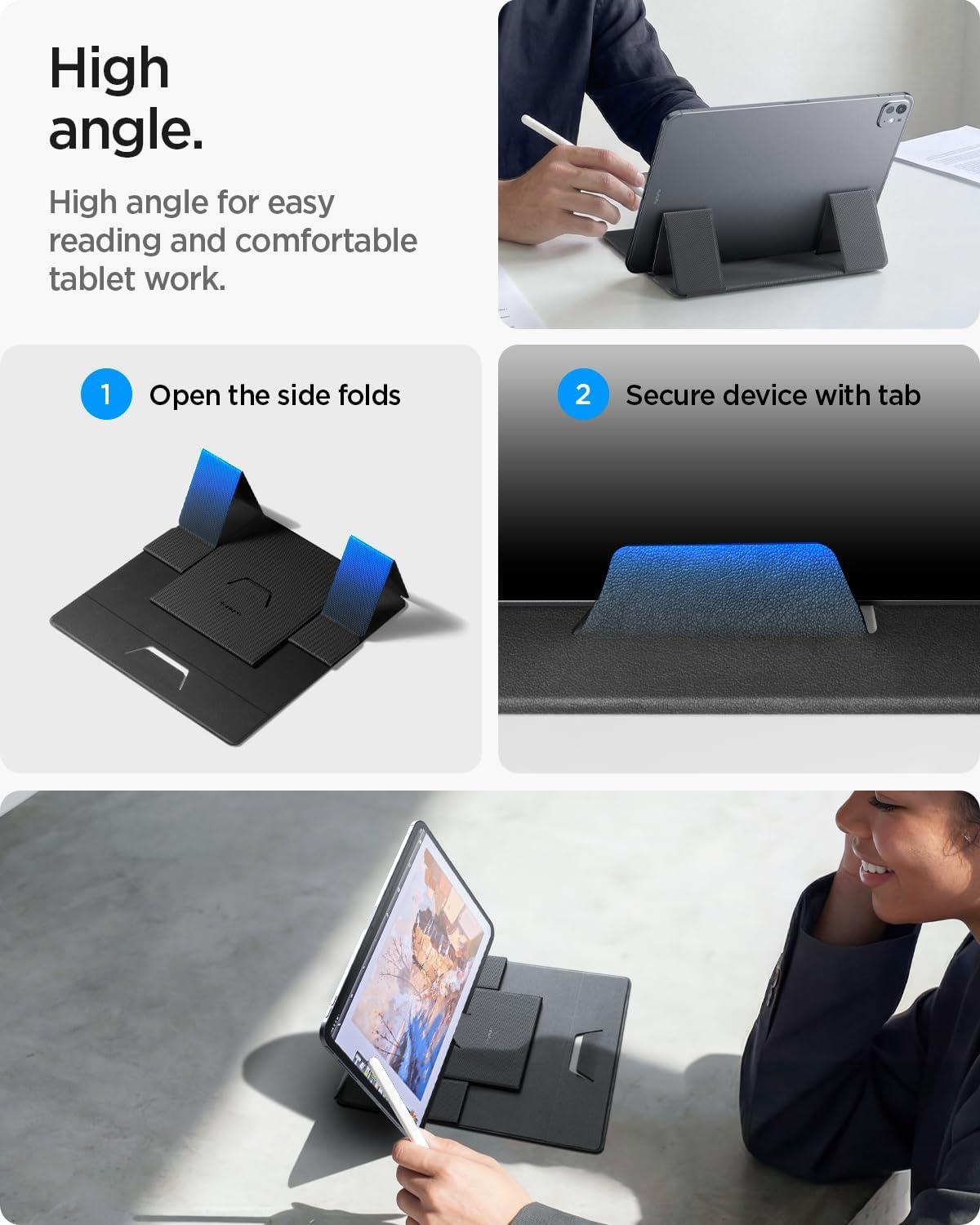imageSpigen Slim Fold Portable Standing Desk Laptop Stand Foldable Ergonomic Angle Lift AntiSlip Compatible with MacBook Neo MacBook Air MacBook Pro 1116 and iPadAirPro and More Black LD201S10LD201S8