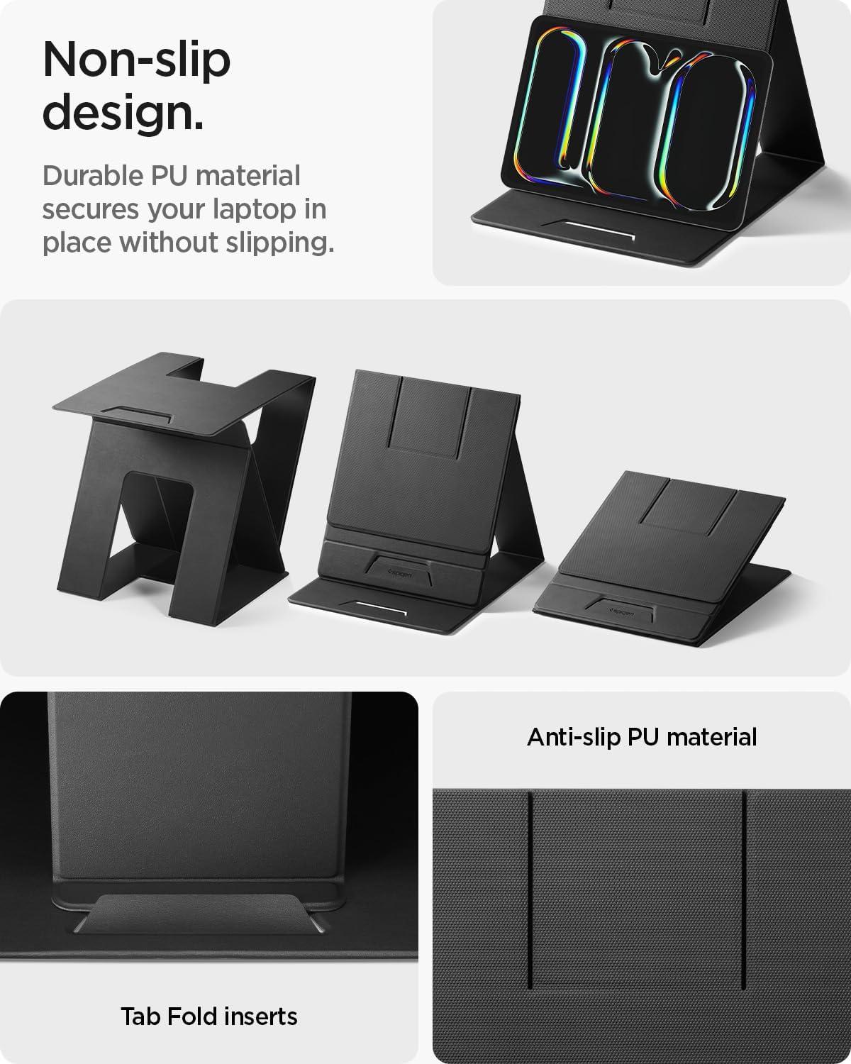 imageSpigen Slim Fold Portable Standing Desk Laptop Stand Foldable Ergonomic Angle Lift AntiSlip Compatible with MacBook Neo MacBook Air MacBook Pro 1116 and iPadAirPro and More Black LD201S10LD201S10