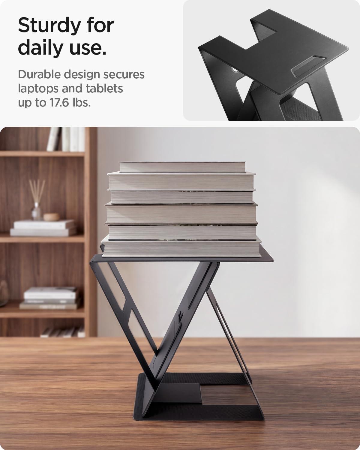 imageSpigen Slim Fold Portable Standing Desk Laptop Stand Foldable Ergonomic Angle Lift AntiSlip Compatible with MacBook Neo MacBook Air MacBook Pro 1116 and iPadAirPro and More Black LD201S10LD201S10